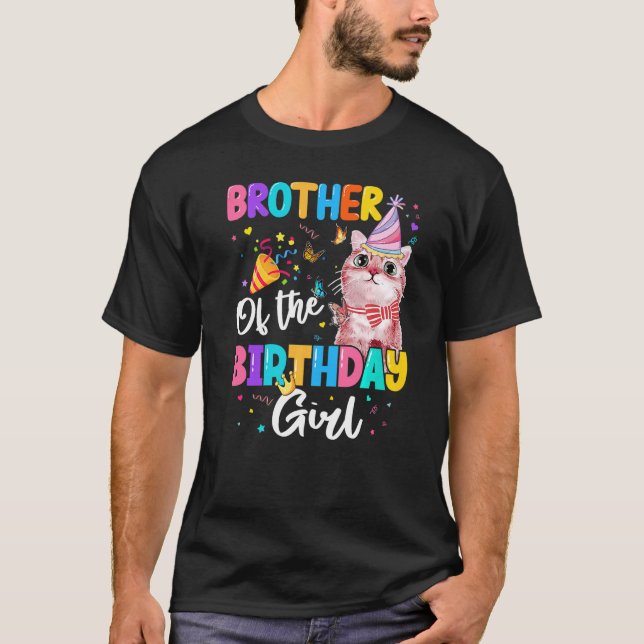 Bror till födelsedagskattan Kitten Theme Fami T Shirt (Framsida)