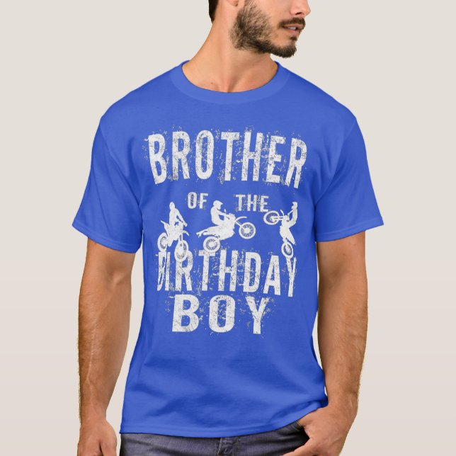 Bror till födelsedagspojken Dirt Bike Bday Party T Shirt (Framsida)
