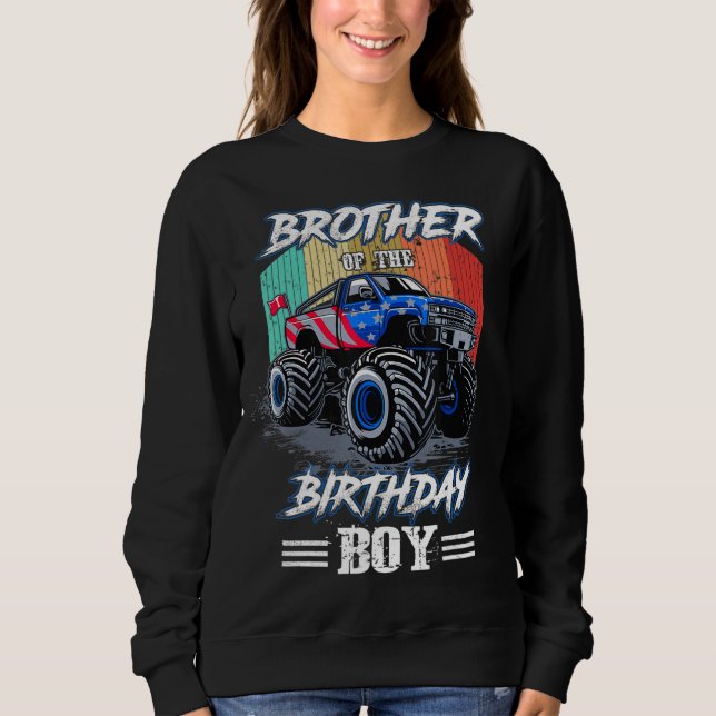 Bror till födelsedagspojken Monster Lastbil Boy Bi T Shirt (Framsida)
