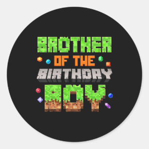 Bror till födelsedagspojken Pixel Gaming Video Gam Runt Klistermärke