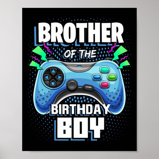 Bror till födelsedagspojken som matchade videospel poster (Framsidan)
