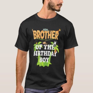 Bror till födelsedagspojken Zoo Theme Animal Party T Shirt