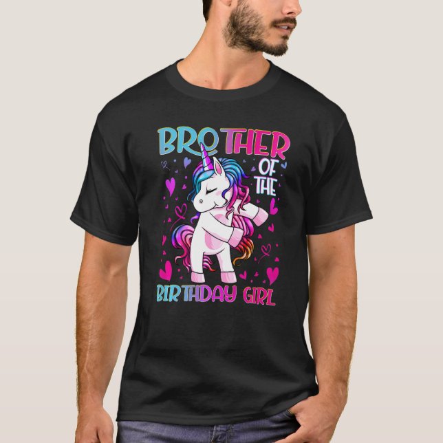 Bror till födelsedagstjejen som sjunger Unicorn Br T Shirt (Framsida)