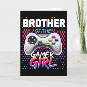 Bror till Gamer Flickan Matchande TV-spel Födelsed Kort