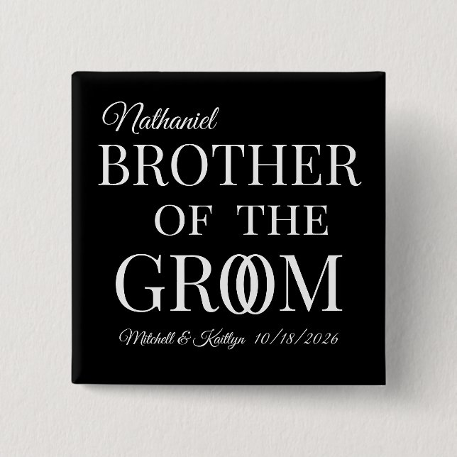Bror till Groom Bröllop Knapp (Framsida)