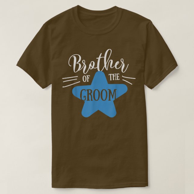Bror till Groom Star Bröllop eller Bachelor-delen T Shirt (Design framsida)