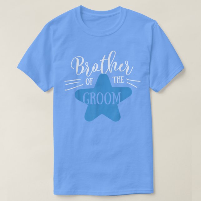 Bror till Groom Star Bröllop eller Bachelor-delen T Shirt (Design framsida)