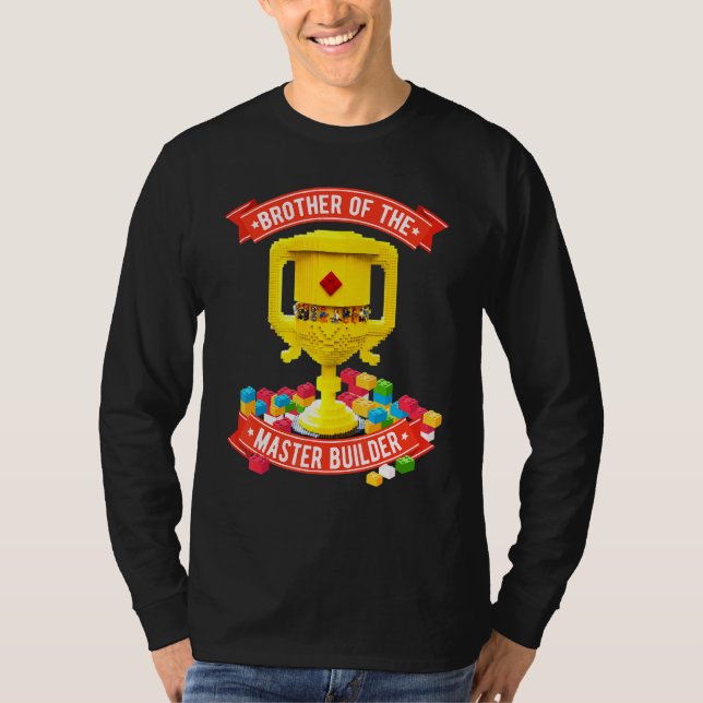Bror till Master Builder Byggnad Block Famil T Shirt (Framsida)