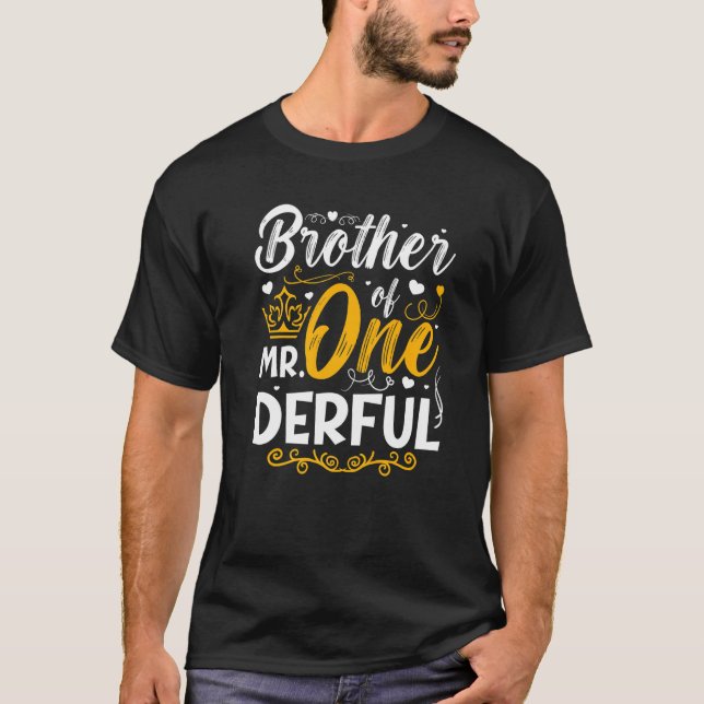 Bror till Mr One Derful Party Matching Family 1 T Shirt (Framsida)
