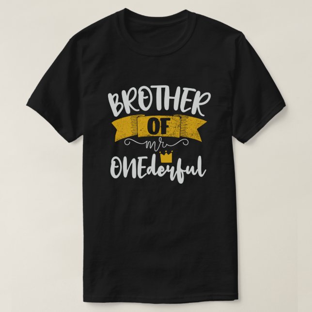 Bror till Onederful 1:a Birthday Party Matchin T Shirt (Design framsida)