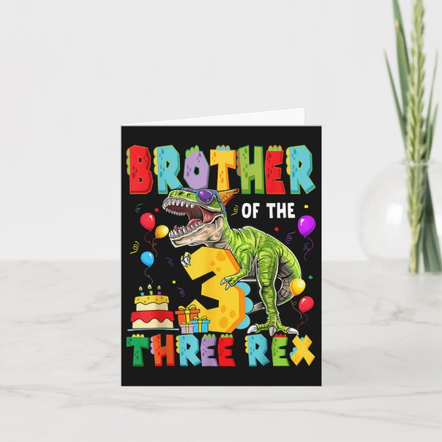Bror till rex 3:e födelsedag Dinosaur Kort (Framsida)