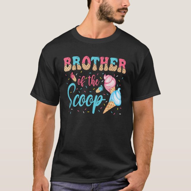 Bror till Scoop Ice Cream Gender Reveal Baby T Shirt (Framsida)