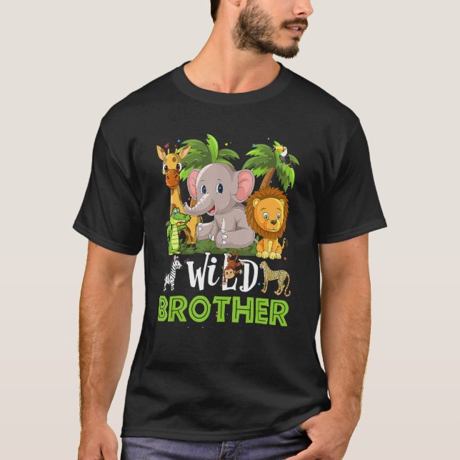 Bror till Vilden Zoo Birthday Safari Jungle Ani T Shirt (Framsida)