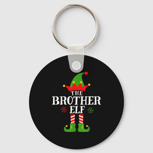 Bror Tomte Rolig Matchande Familjegrupp Jul  Nyckelring (Framsida)
