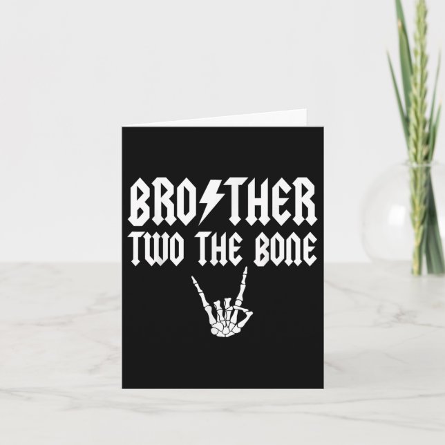 Bror två Bone Skeleton Hand Family Birthday Kort (Framsida)