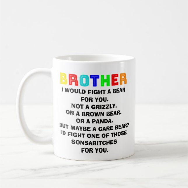 brorpresenter, brormugg, rolig brorpresent,  kaffemugg (Vänster)