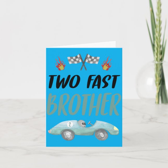 Brors 2-årsdag Två snabba racingbil Andra födelsed Kort (Framsida)