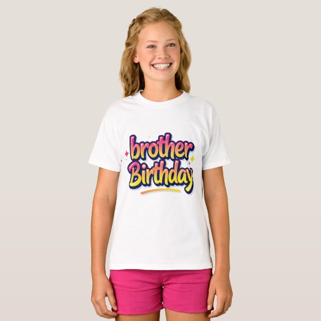 Brors födelsedag Färgglatt Graffiti-typografi T Shirt (Hel framsida)