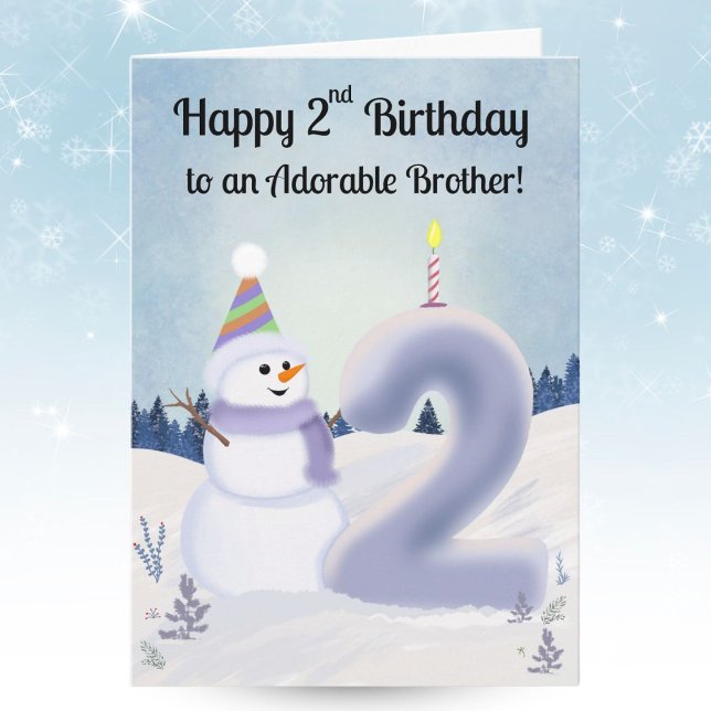 Brors lilla hjärta 2-årsdag Snömannen bygger Kort (Skapare uppladdad)