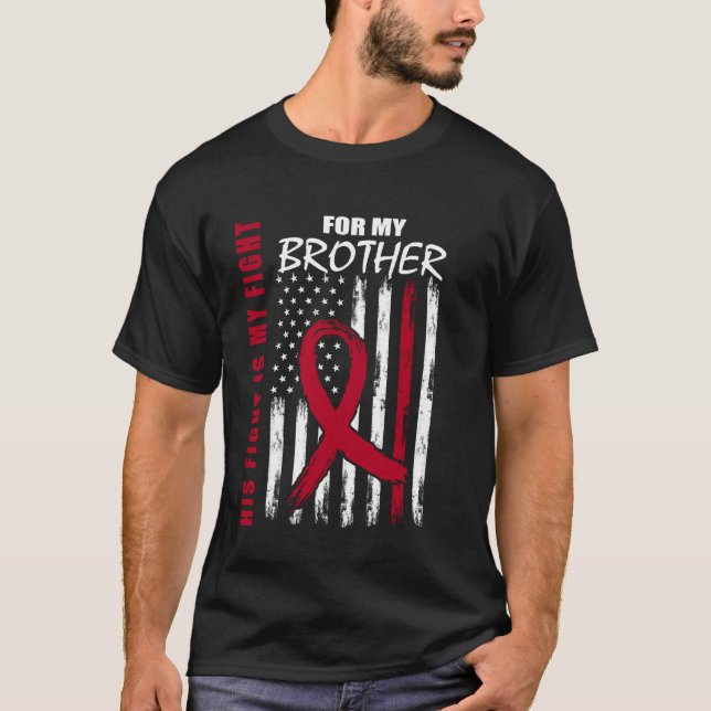 Brors Multipel Myelom Medvetenhet Amerikansk Flagg T Shirt (Framsida)