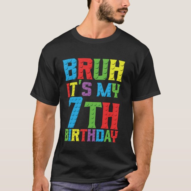 Brorsan det är min födelsedag 7 år Master Builder  T Shirt (Framsida)