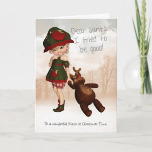 Brorsdotter kär Santa Retro gullig julkort Helgkort
