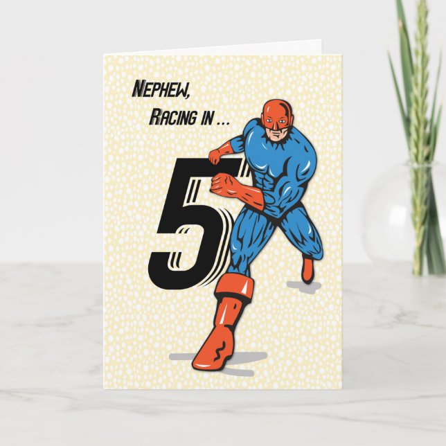 Brorson 5-årsdag Superhjälte Kort (Framsida)