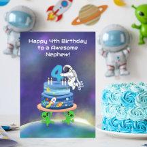 Brorson Glad 4-årsdag Astronaut med Tårta