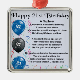 Brorsondikt - 21st födelsedag julgransprydnad metall