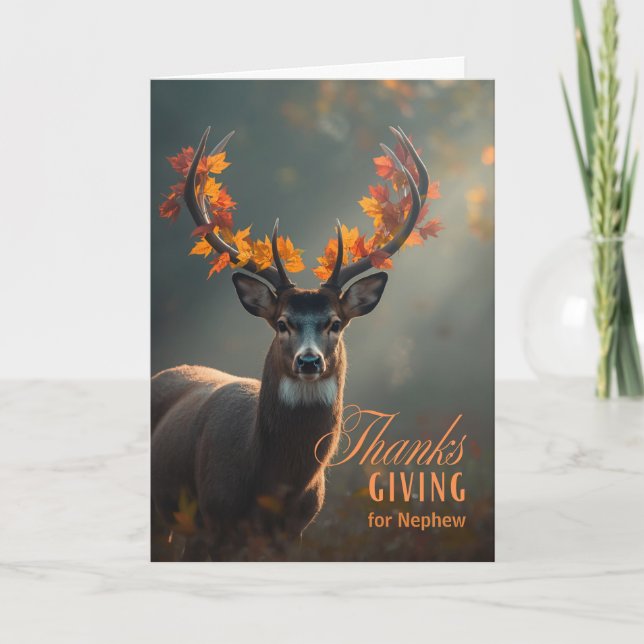 Brorsons Thanksgiving Hjort med Hornblad Helgkort (Framsida)
