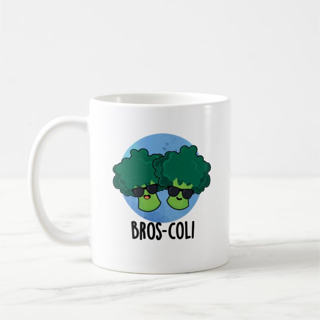 Bros-coli Funny Veggie Broccoli Pun Kaffemugg (Vänster)