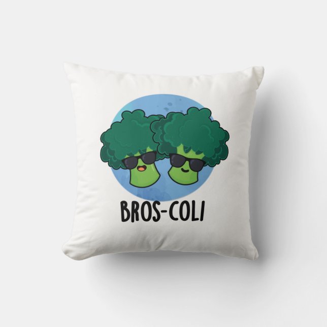 Bros-coli Funny Veggie Broccoli Pun Kudde (Framsida)