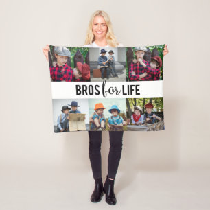 Bros for Life Brothers Photo Collage Typography Fleecefilt
