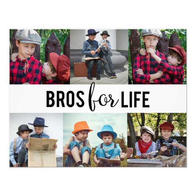 Bros for Life Brothers Photo Collage Typography Fototryck (Framsidan)