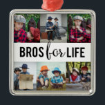 Bros for Life Brothers Photo Collage Typography  Julgransprydnad Metall<br><div class="desc">Bros for life 6 fotocollage personlig ornament.</div>
