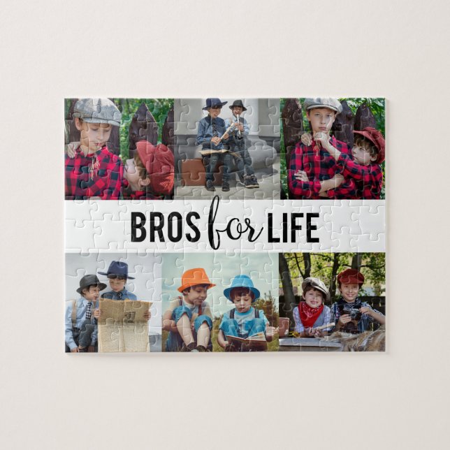 Bros for Life Brothers Photo Collage Typography Pussel (Horisontell)