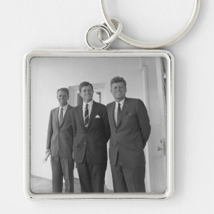 Bros, president John Kennedy, Robert & Ted Fyrkantig Silverfärgad Nyckelring
