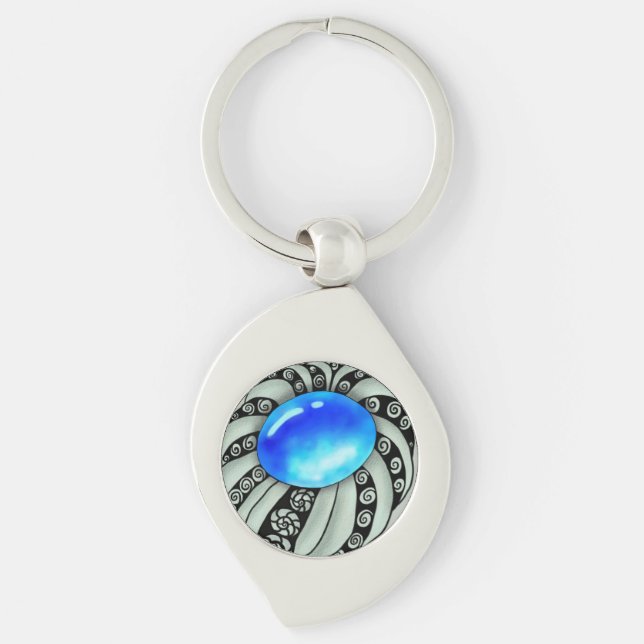 Brosche Schlüsselanhänger Swirl Silverfärgad Nyckelring (Framsidan)