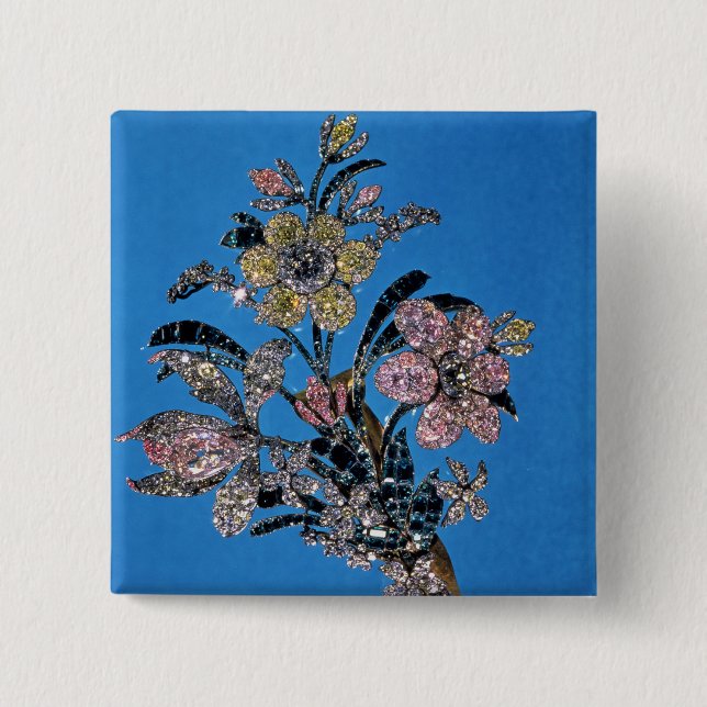 Broschen bildar in av stor bukett med briljant knapp (Framsida)