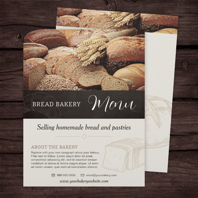 Broschyr Flyer-mall för Bread Bakery-meny (Skapare uppladdad)