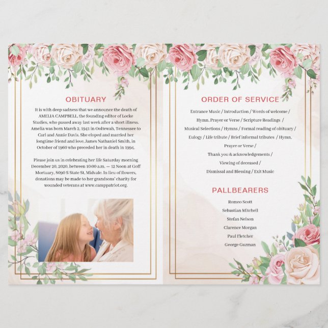 Broschyr om begravningsprogram | Ro serviceorder (Baksida)