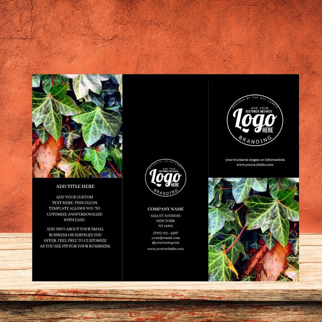 Broschyr om Business Logotyp & Photo Black Trifold (business brochure )
