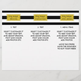 Broschyr om guld Glamor Black Rand Salon Menu