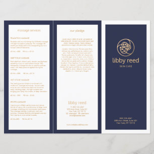Broschyr om guld Lövs SkinCare Spa TriFold Navy Br