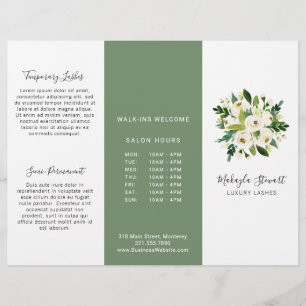 Broschyr om vit Blommigt-Elegant, trefaldig affärs