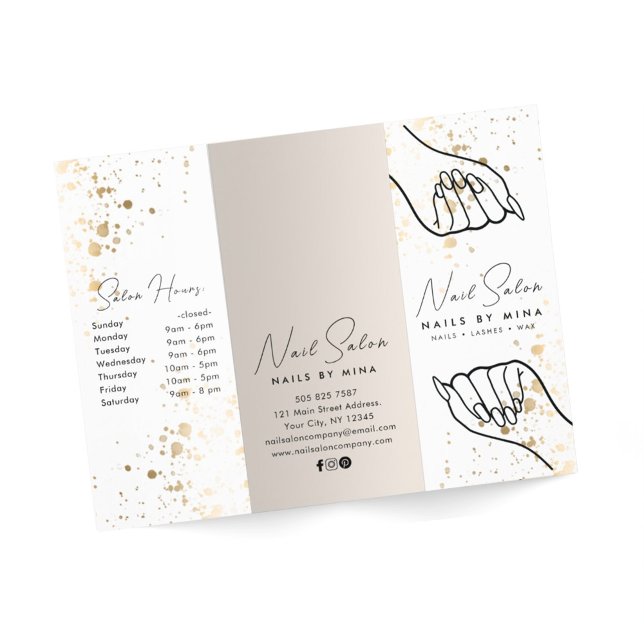 Broschyr om vit och Neutralt Guld Specks Nail Salo (Skapare uppladdad)