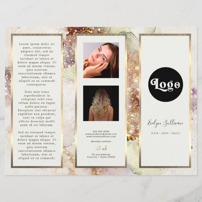 Broschyr om Watercolor Gold Foil Elegant Brochure (Framsida)