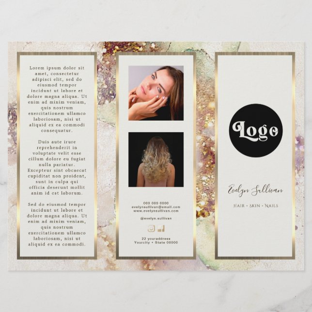 Broschyr om Watercolor Gold Foil Elegant Brochure (Framsida)