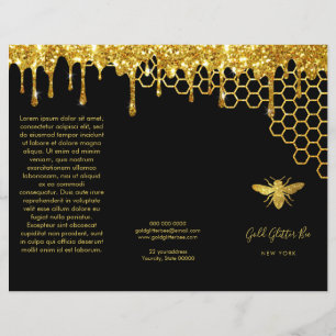 broschyr över bin guld glitter