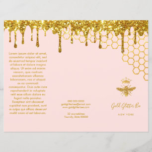 Broschyr över faux guld glitter drottning bee